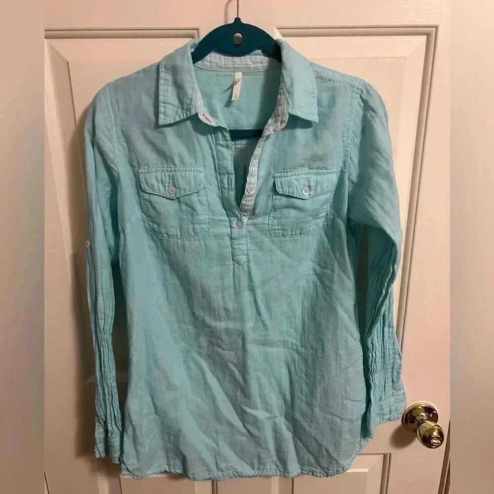 Mountain Khakis Women's Two Ocean Tunic Shirt Glacier Blue Size Small